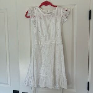 LOFT white eyelet mini dress